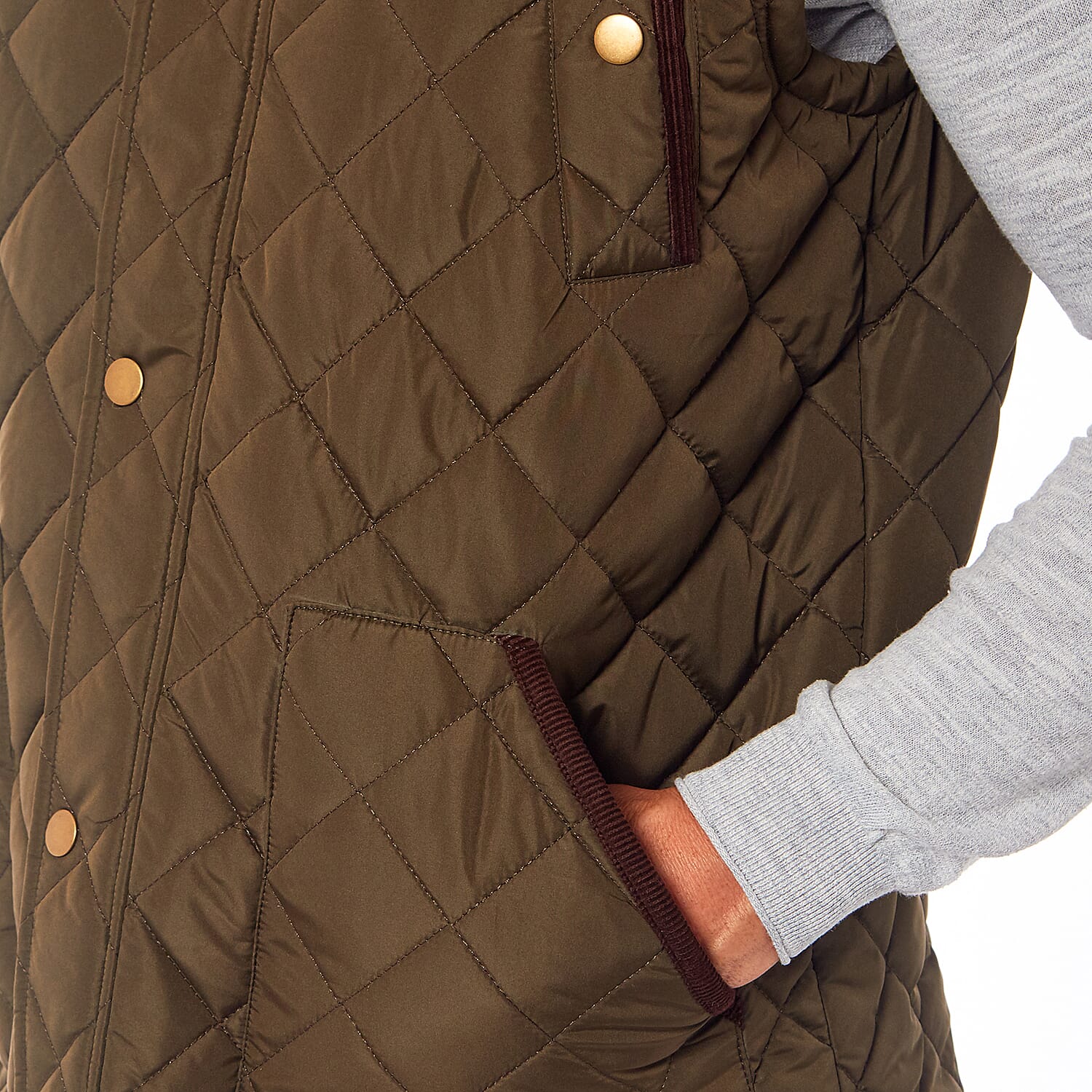 Mens Padded Gilet With Cordroy Binding On Inside Neck & Pockets