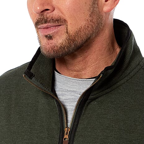 Arctic Storm Mens Waffle Quarter Zip Top with Side Pockets (Size L) - Olive