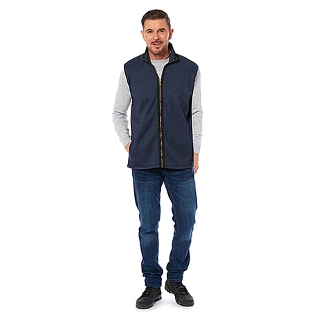 Charlotte West Mens Waffle Full Zip Gilet with Side Welt Pocket (Size M) - Navy