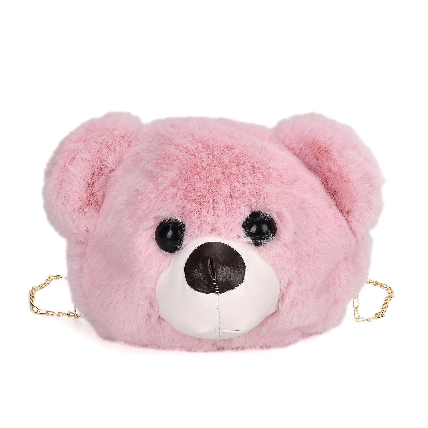 Cute Teddy Plush Crossbody Bag with Long Chain Strap