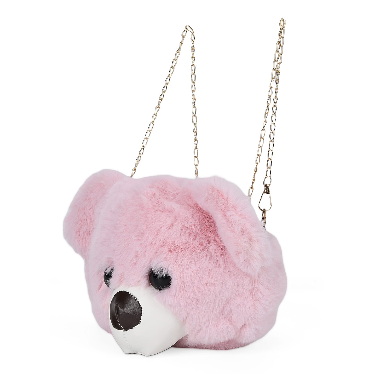 Cute Teddy Plush Crossbody Bag with Long Chain Strap