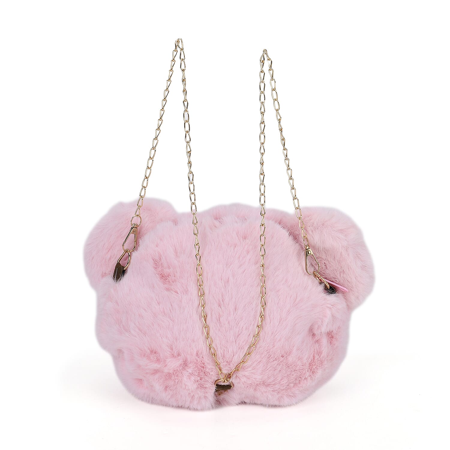 Cute Teddy Plush Crossbody Bag with Long Chain Strap
