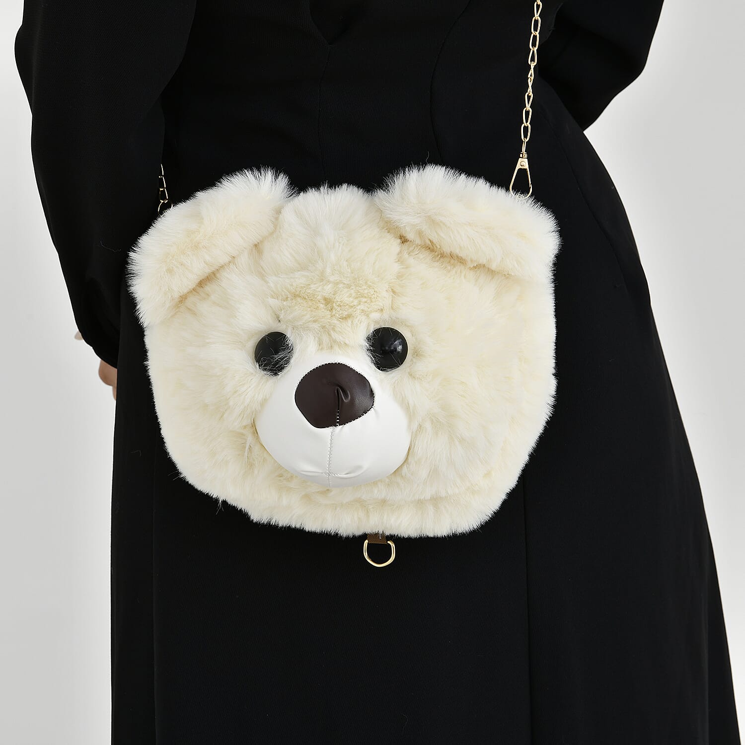 Cute Teddy Plush Crossbody Bag - White