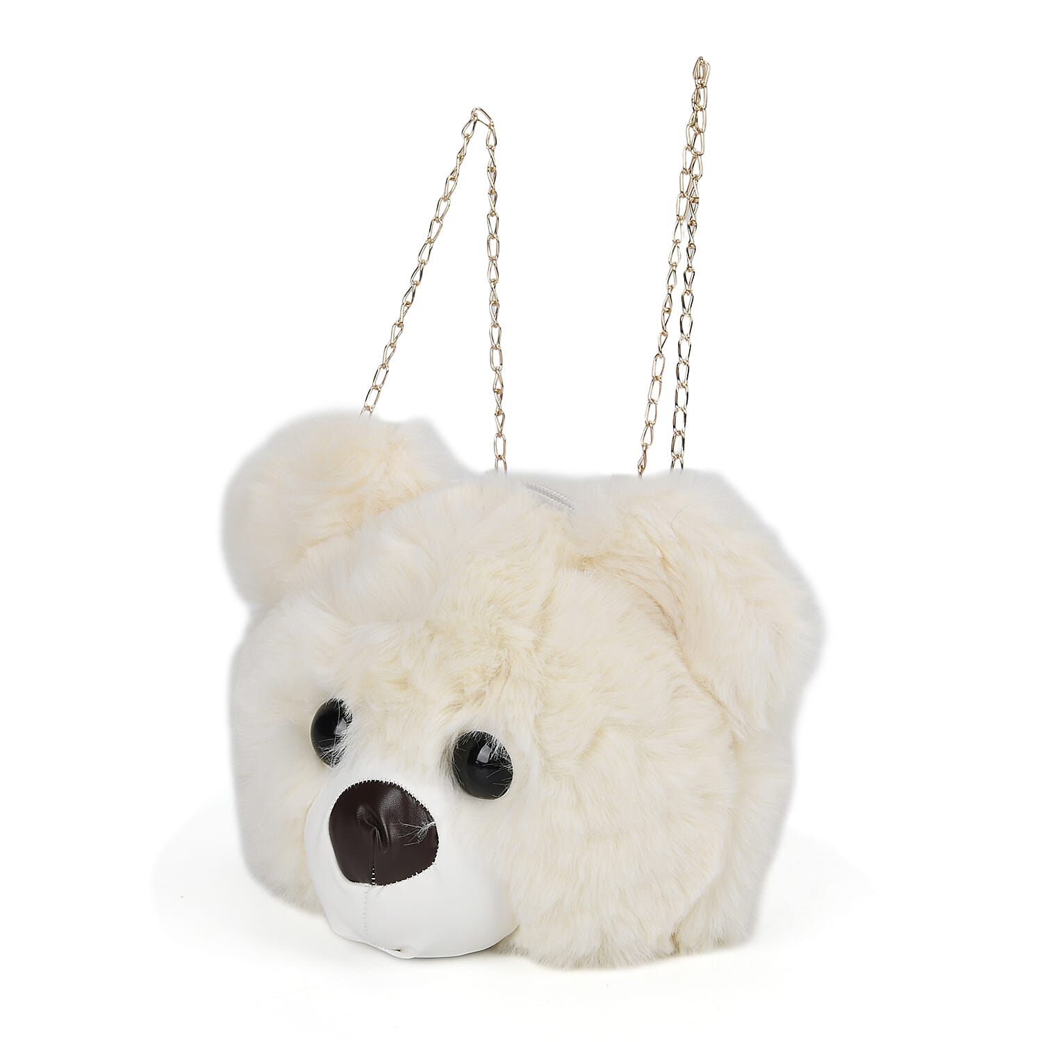 Cute Teddy Plush Crossbody Bag - White