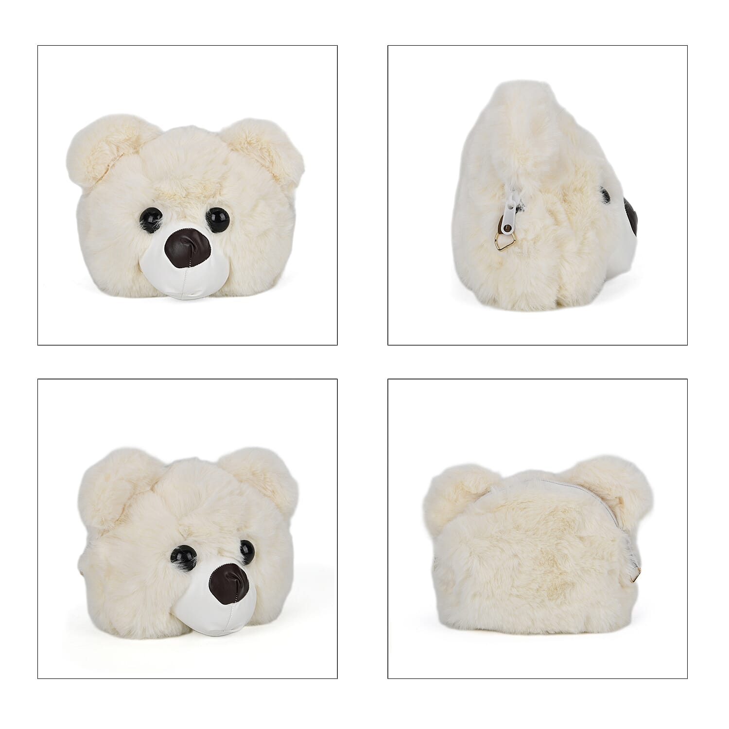 Cute Teddy Plush Crossbody Bag - White