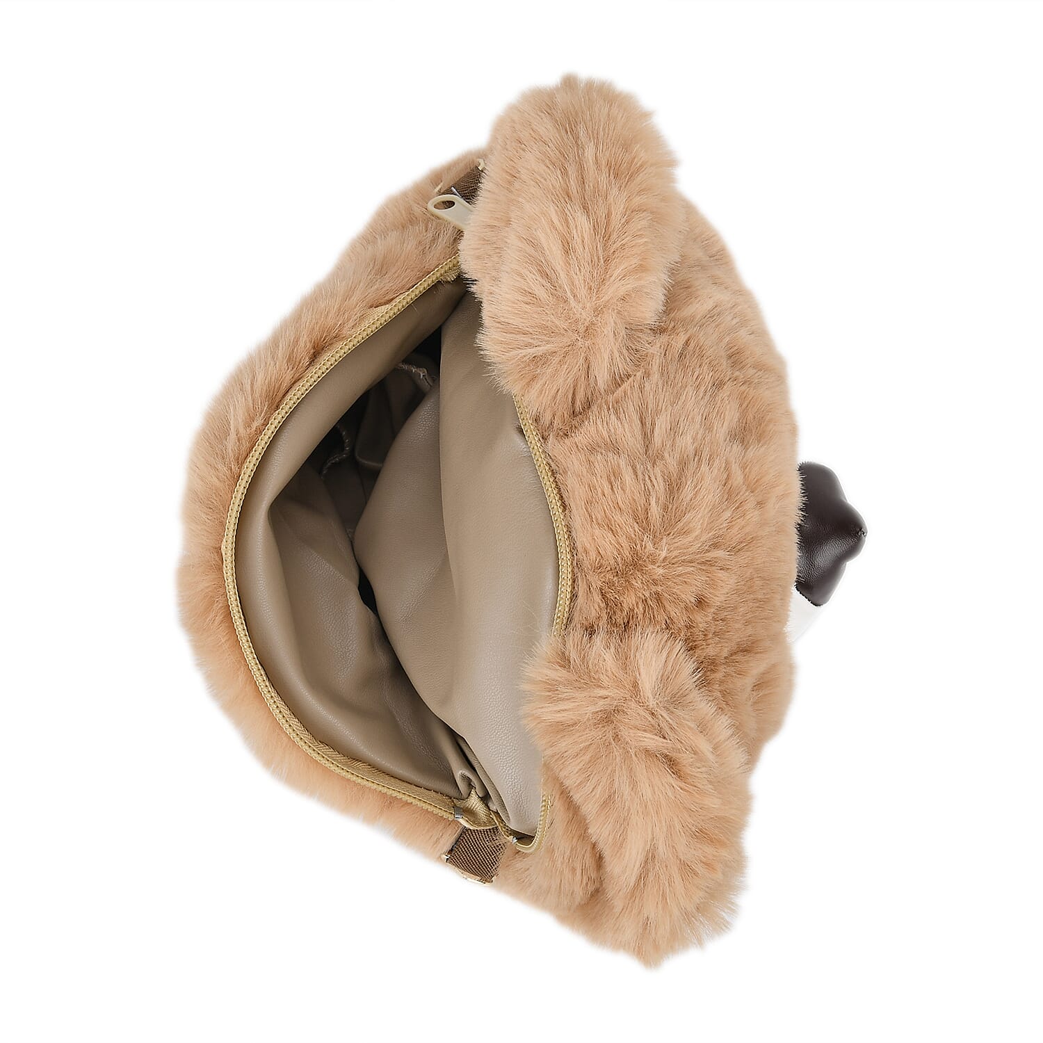Cute Teddy Plush Crossbody Bag - Brown
