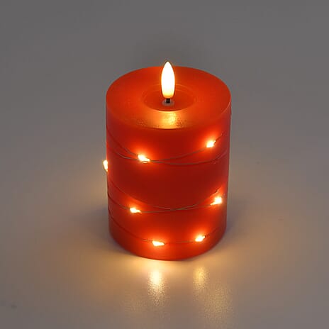 Set of 3 LED Candle with Remote (2AA Battery not inc.) - Red