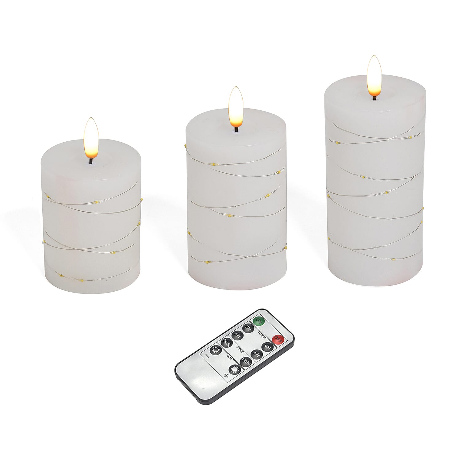 Set of 3 LED Candle with Remote (2AA Battery not inc.) - White