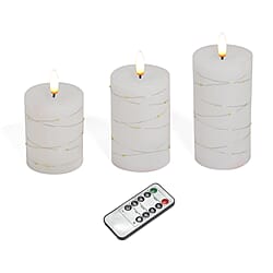 Set of 3 LED Candle with Remote (2AA Battery not inc.) - White