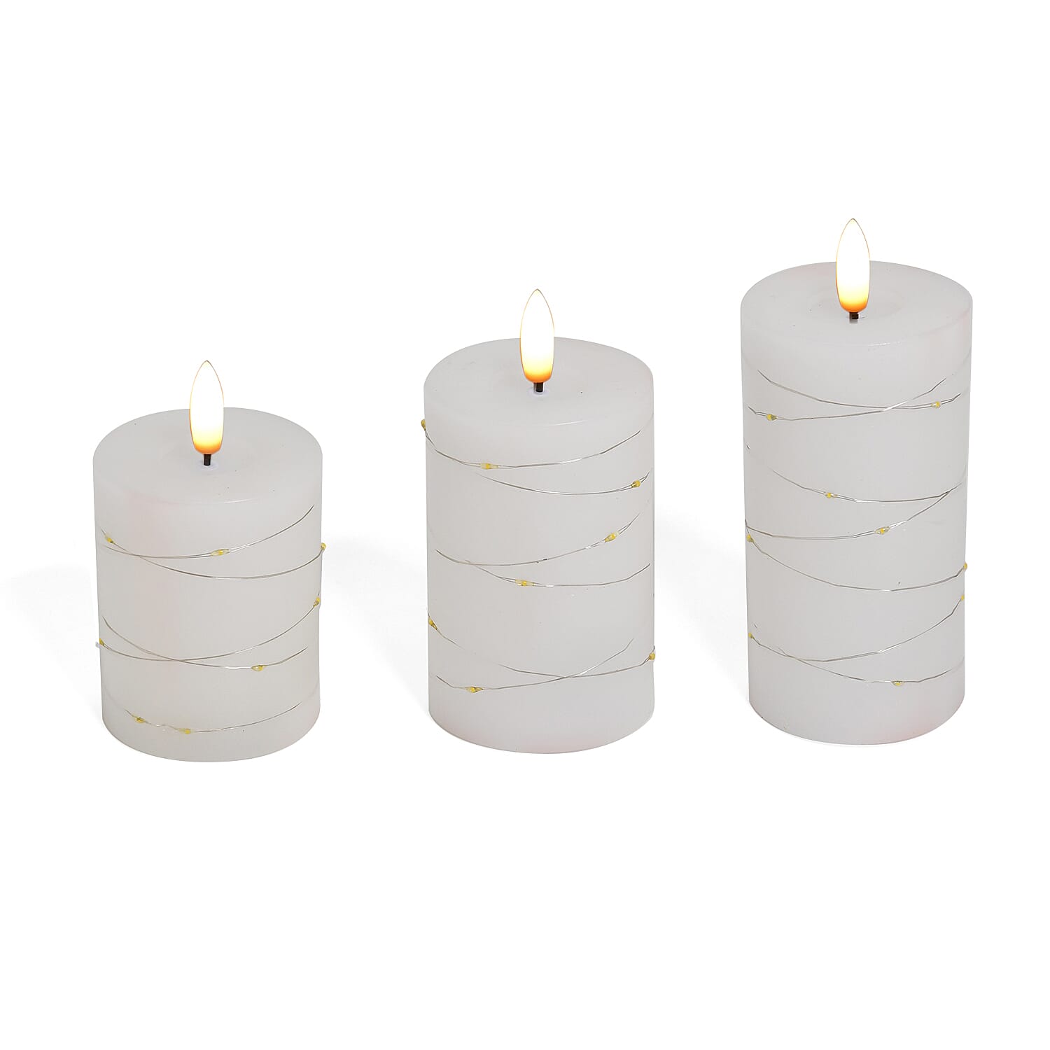 Set of 3 LED Candle with Remote (2AA Battery not inc.) - White