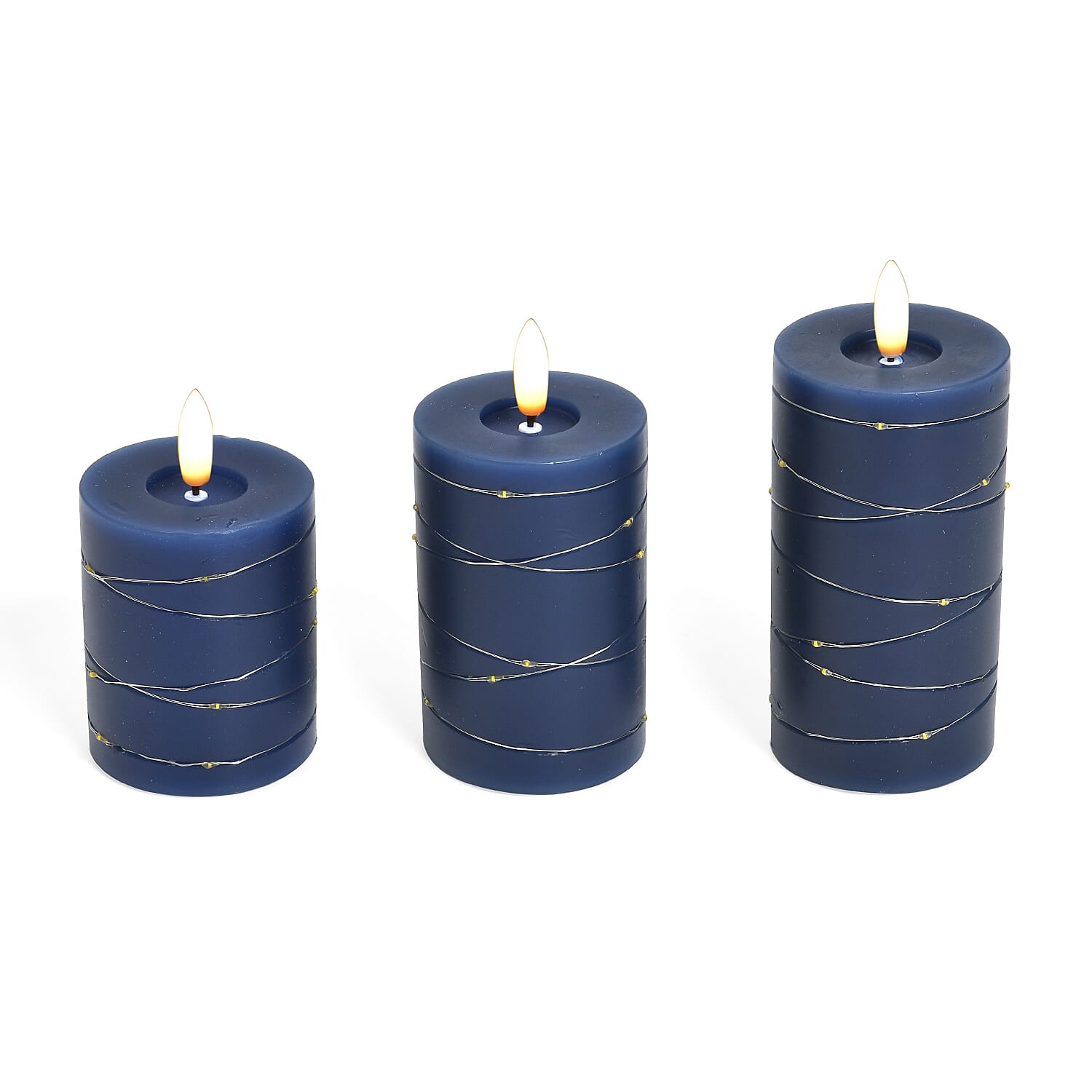 Set of 3 LED Candle with Remote (2AA Battery not inc.) - Blue