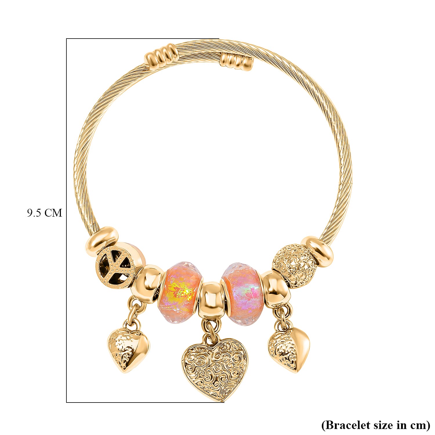  Austrian Crystal Charm Bangle (Adjustable)