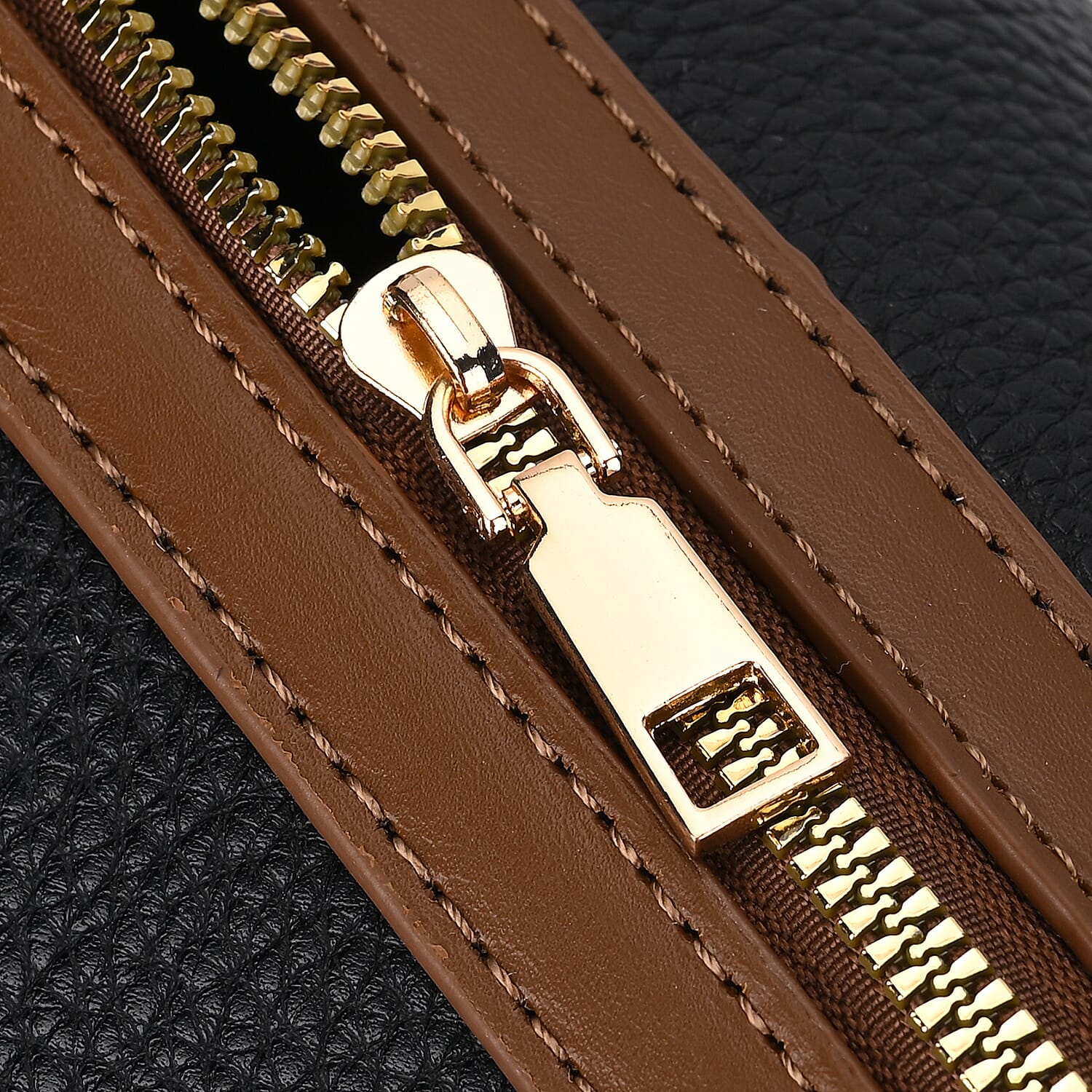 Leatherette Satchel Crossbody Bag with Handle Drop - Black - Coffee