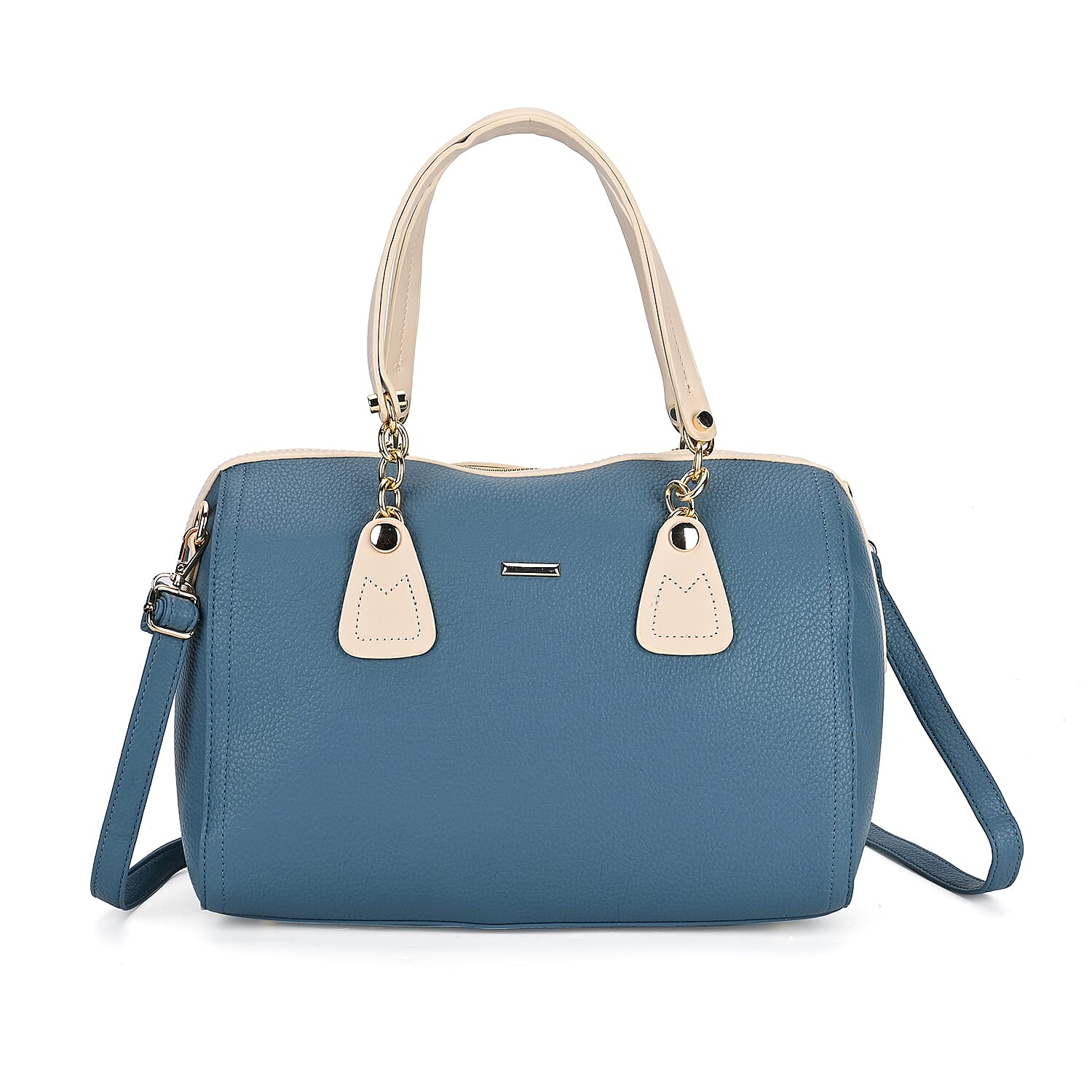 One Time Designer Closeout - Fully Lined Luxury Handbag With Adjustable Cross Body Strap - Blue