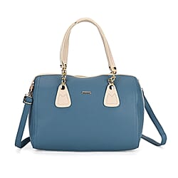 One Time Designer Closeout - Fully Lined Luxury Handbag With Adjustable Cross Body Strap - Blue