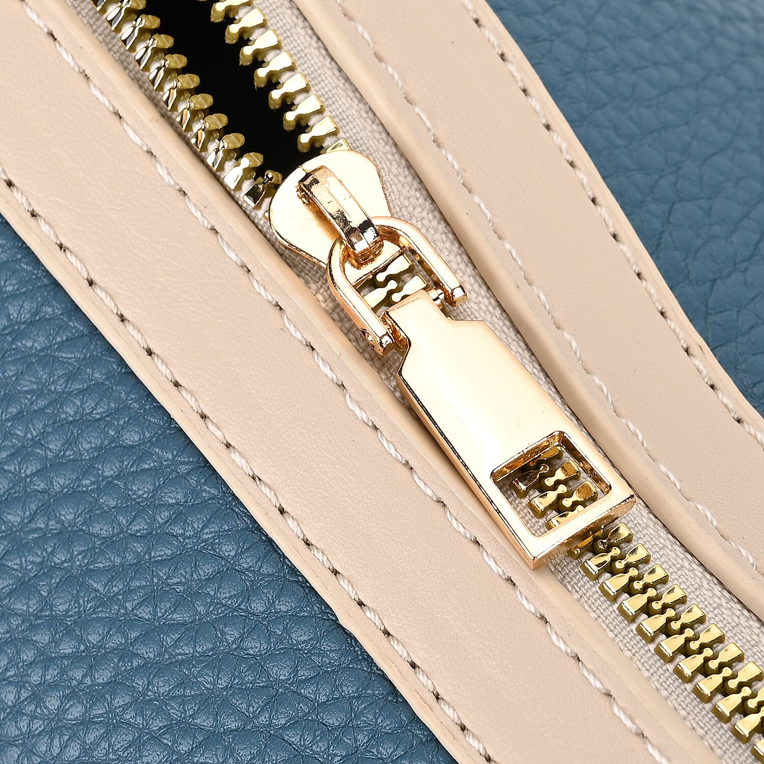 One Time Designer Closeout - Fully Lined Luxury Handbag With Adjustable Cross Body Strap - Blue