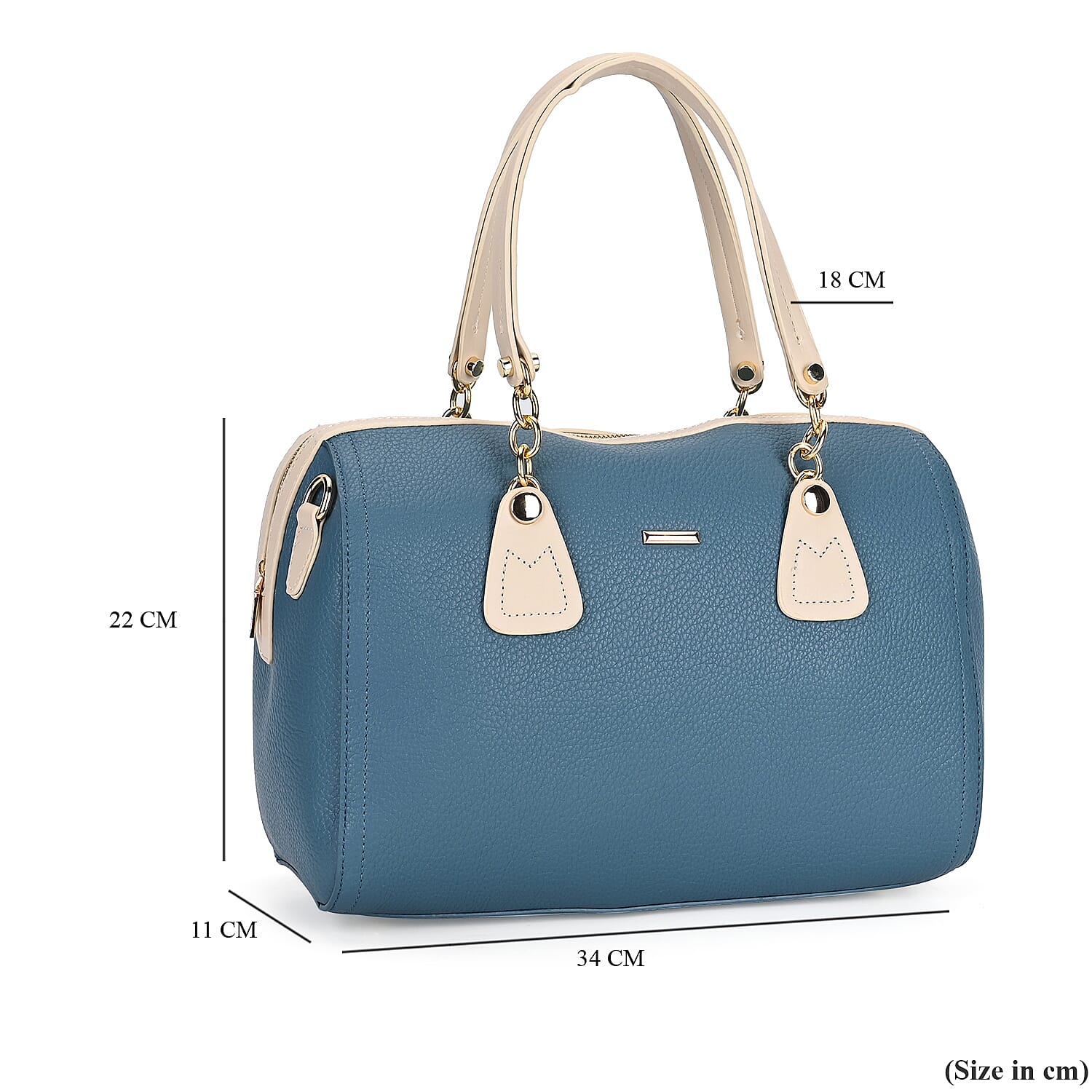 One Time Designer Closeout - Fully Lined Luxury Handbag With Adjustable Cross Body Strap - Blue