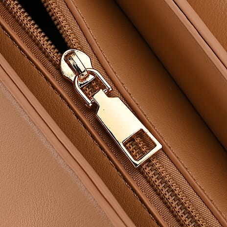 Leatherette Flower Pattern Crossbody Bag with Handle Drop - Apricot