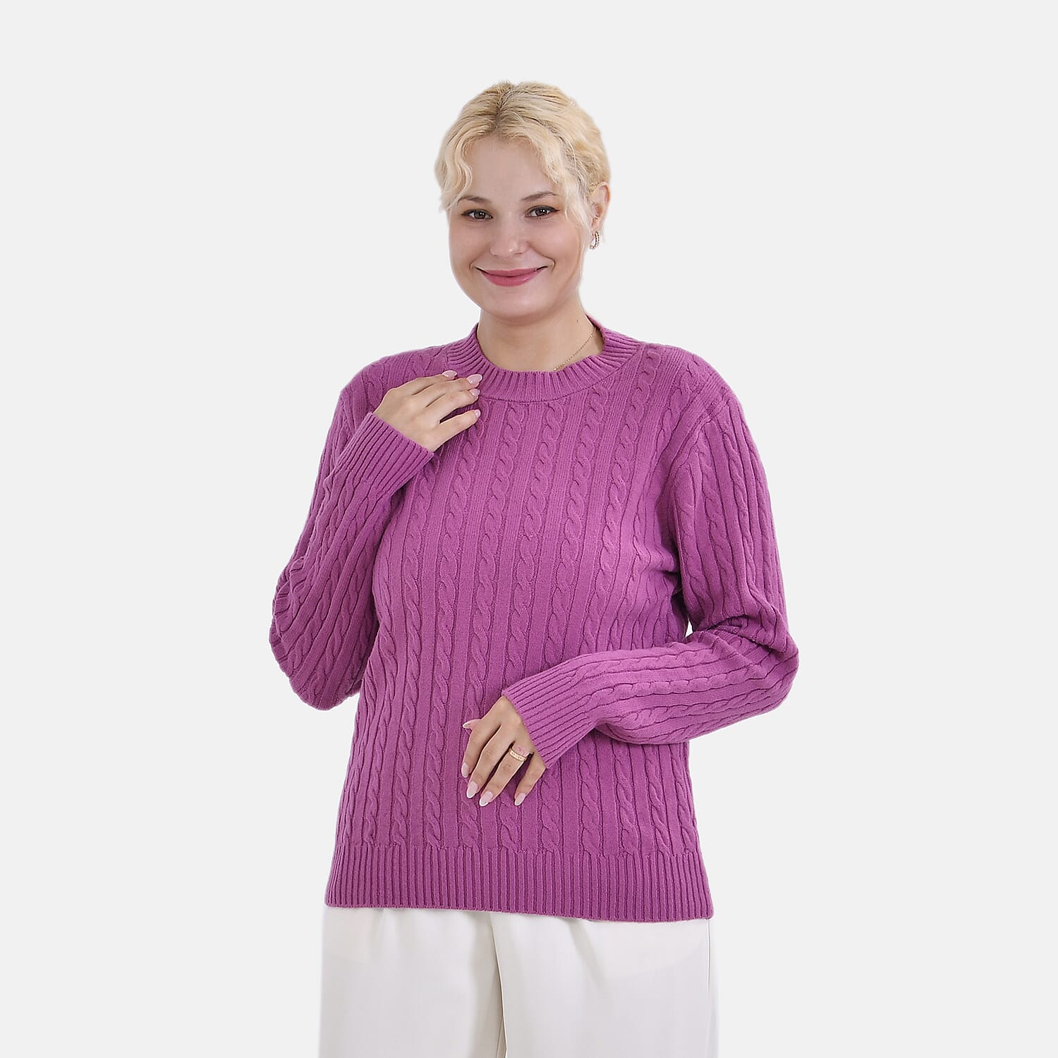 La Marey Polyester Solid Sweater (Size 58x1 cm) - Purple & Navy