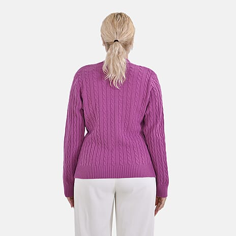 La Marey Cotton Blend Round Neck Jumper (Size L-XL) - Purple
