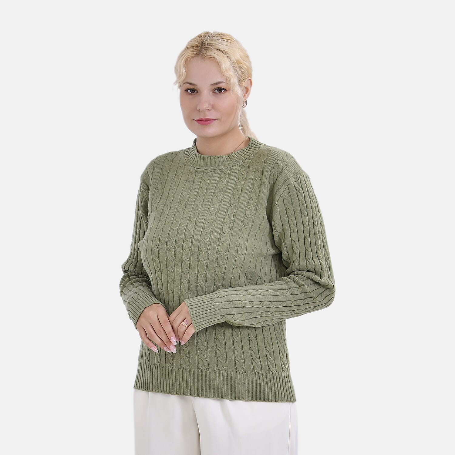 La Marey Polyester Solid Sweater (Size 58x1 cm) - Green & Navy