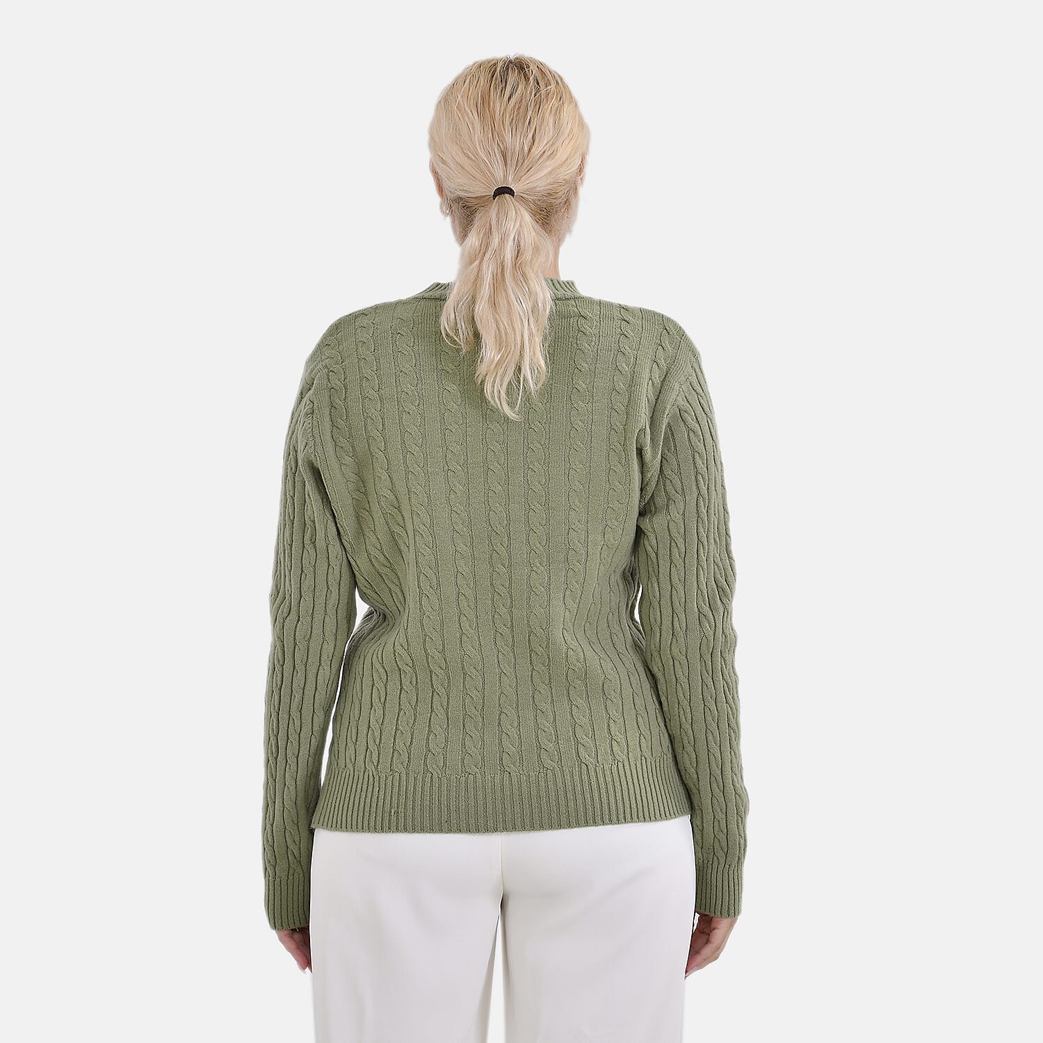 La Marey Polyester Solid Sweater (Size 58x1 cm) - Green & Navy