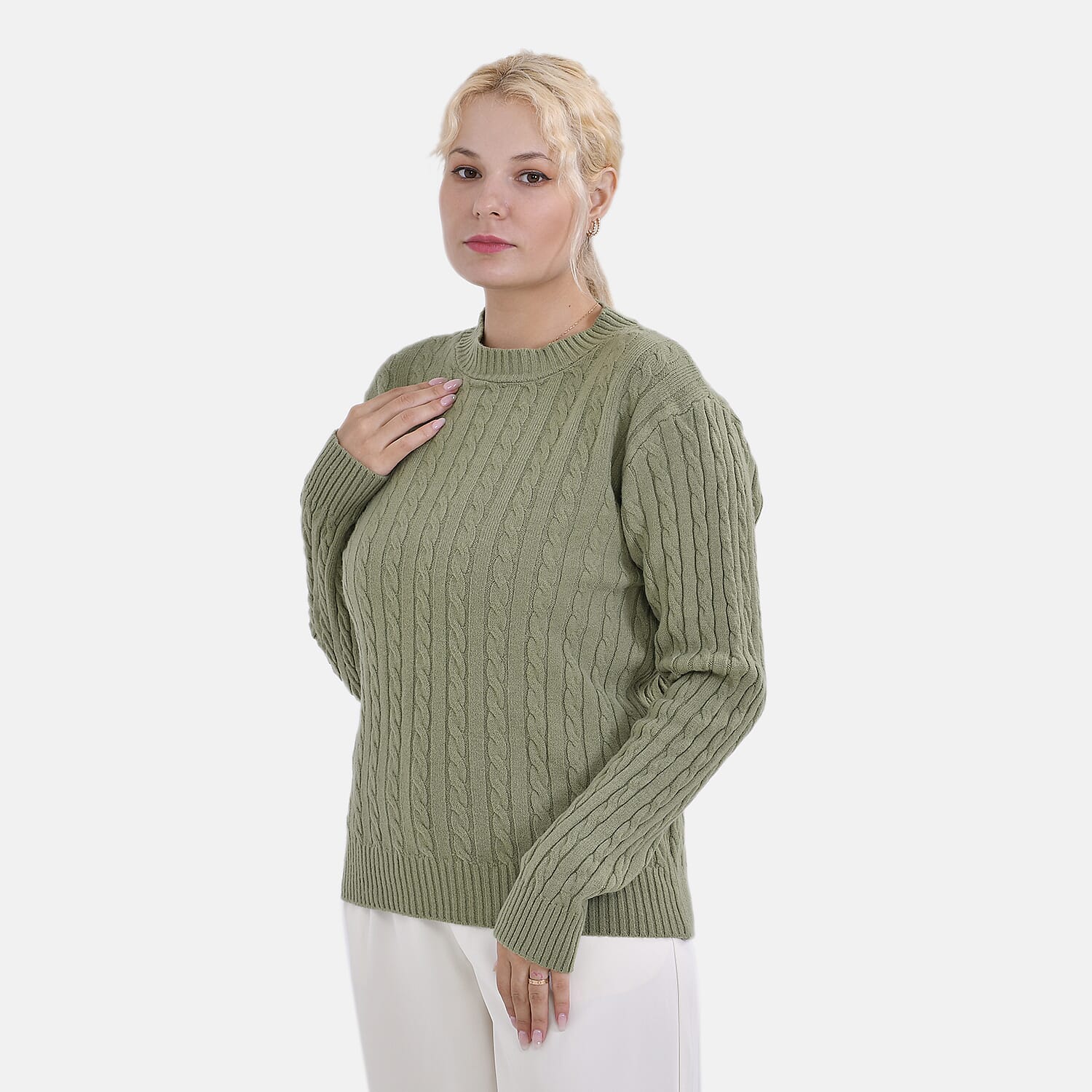 La Marey Polyester Solid Sweater (Size 58x1 cm) - Green & Navy