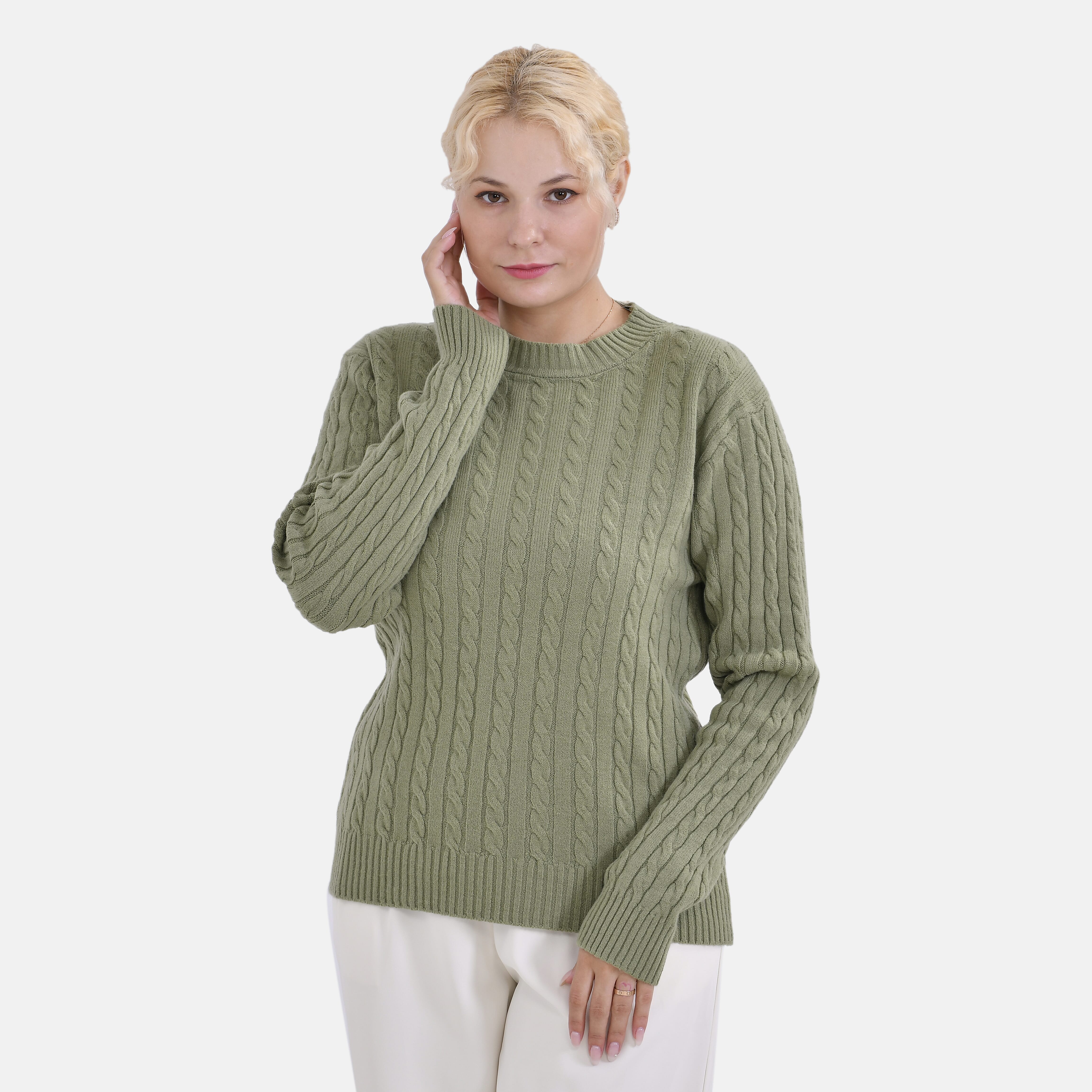 La Marey Polyester Solid Sweater (Size 58x1 cm) - Green & Navy