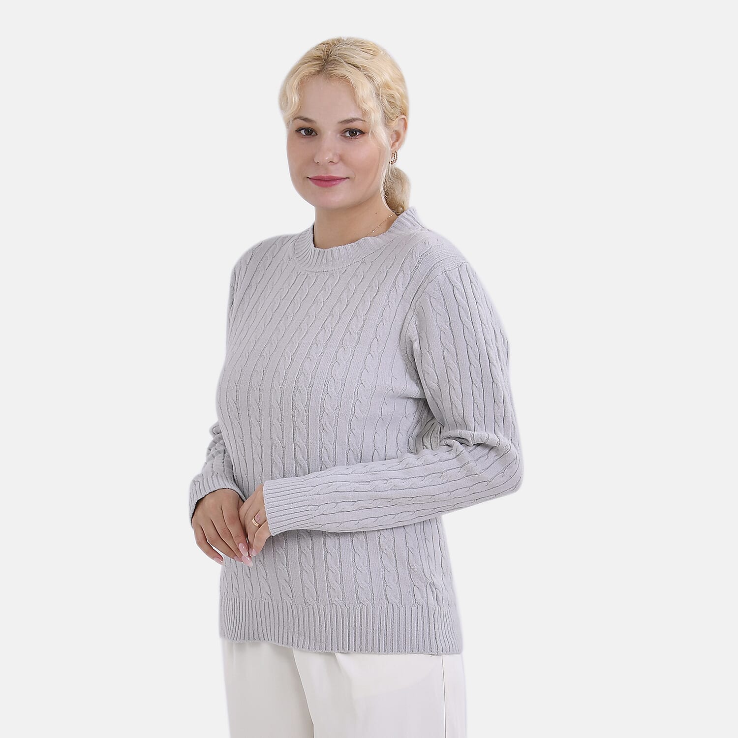 La Marey Polyester Solid Sweater (Size 58x1 cm) - Grey & Navy