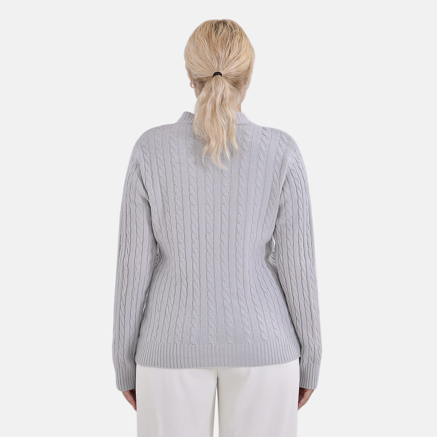 La Marey Polyester Solid Sweater (Size 58x1 cm) - Grey & Navy