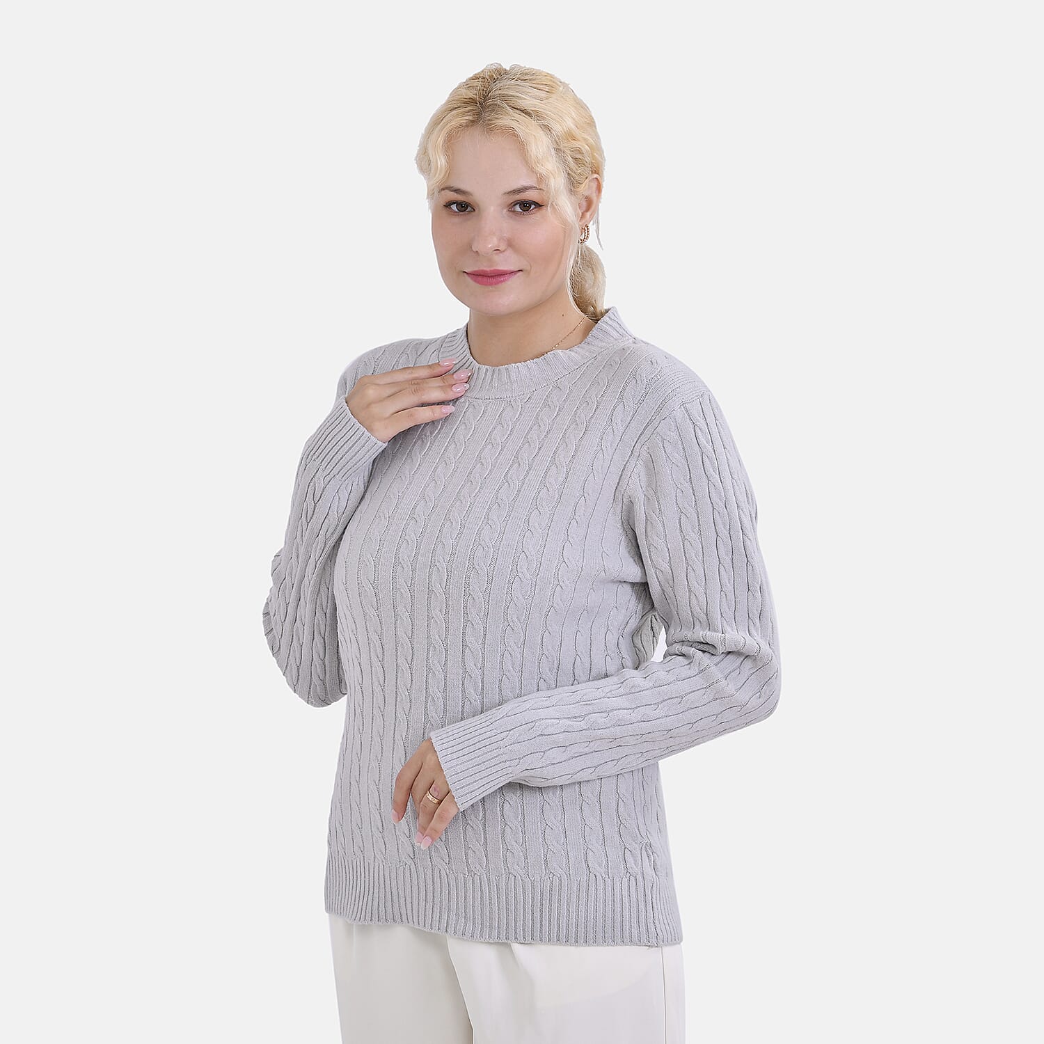 La Marey Polyester Solid Sweater (Size 58x1 cm) - Grey & Navy