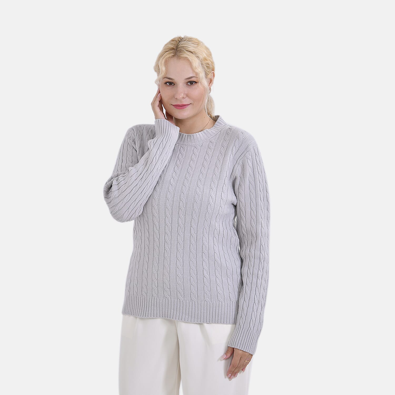 La Marey Polyester Solid Sweater (Size 58x1 cm) - Grey & Navy