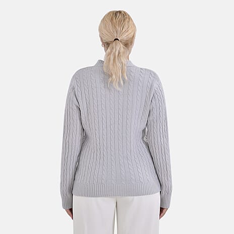 La Marey Cotton Blend Round Neck Jumper (16 to 22) Grey