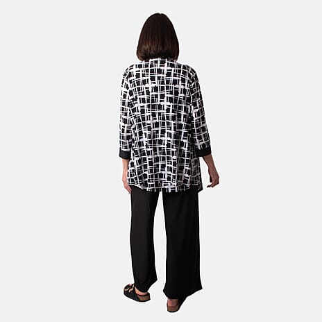 Firenzaa Mono Printed Jersey Twin Set (Size L) - Black