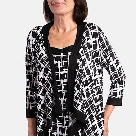 Firenzaa Mono Printed Jersey Twin Set (Size L) - Black