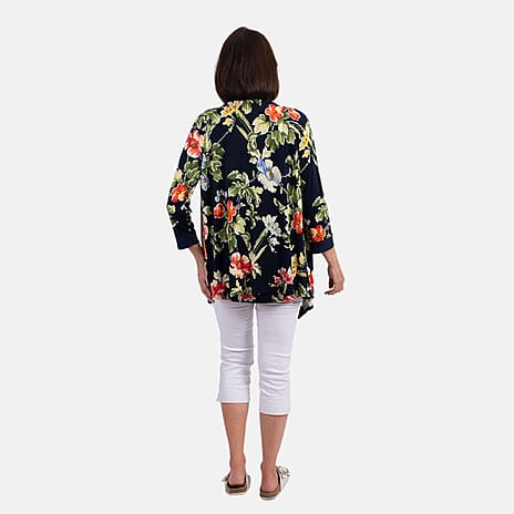Firenzaa Polyester Top (Size 1x1 cm) - Navy Floral