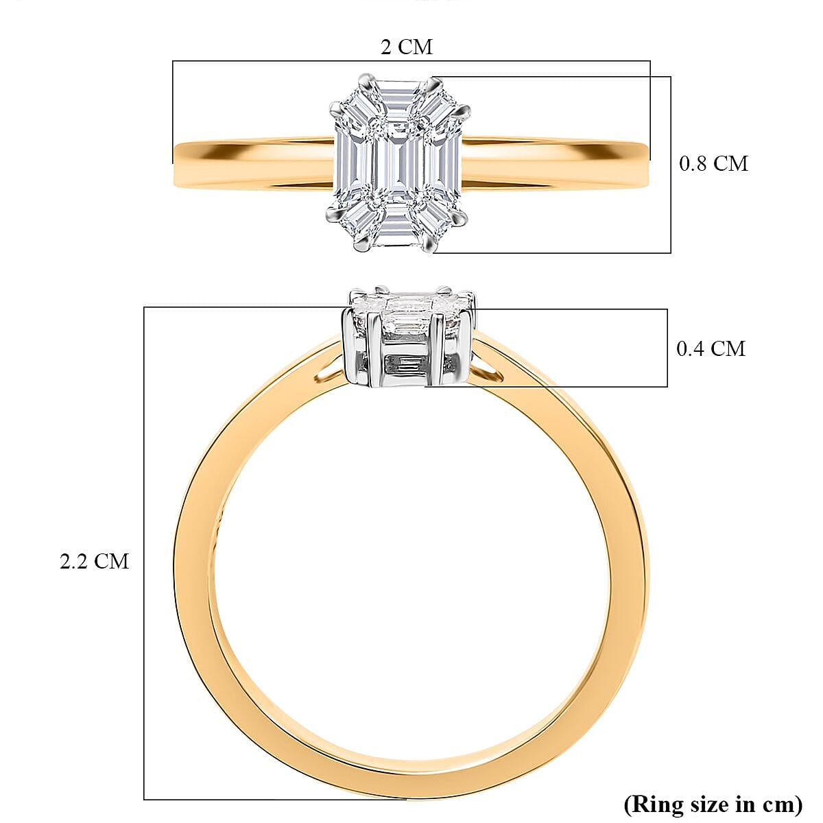 Biggest Diamond Deal- 14K Yellow Gold Certified (VS-F-G) Emerald Cut Diamond  Ring 0.33 Ct.