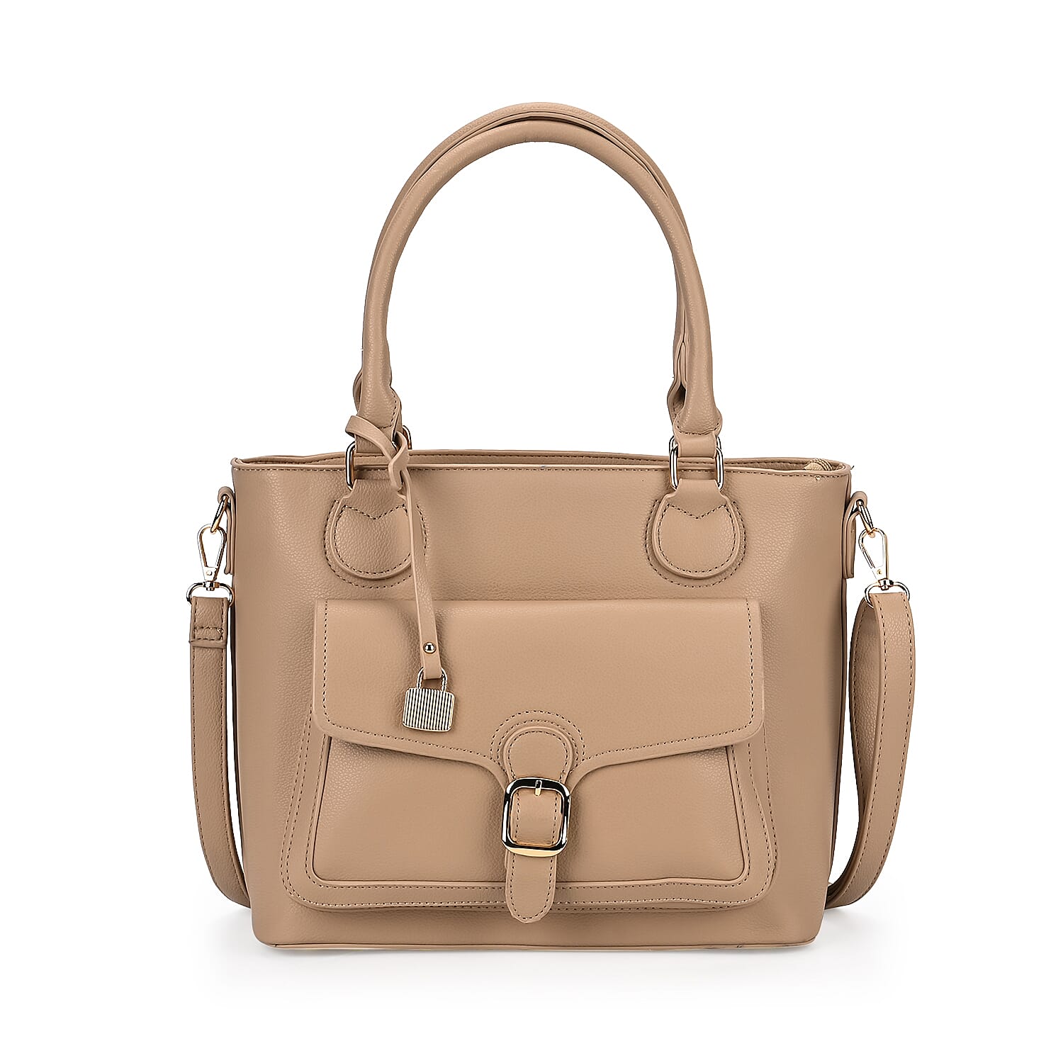Solid Satchel Crossbody Bag - Beige