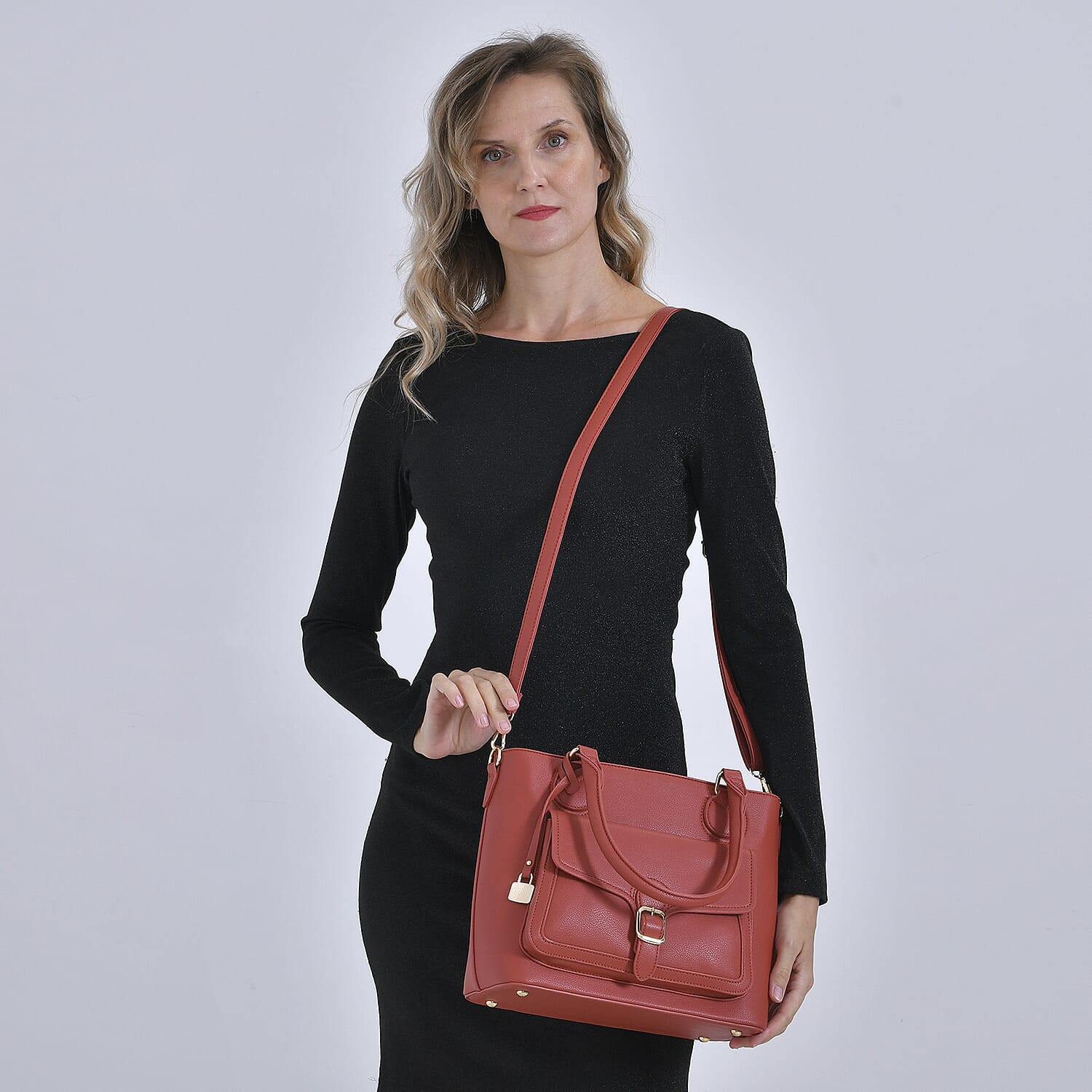 Solid Satchel Crossbody Bag - Orange