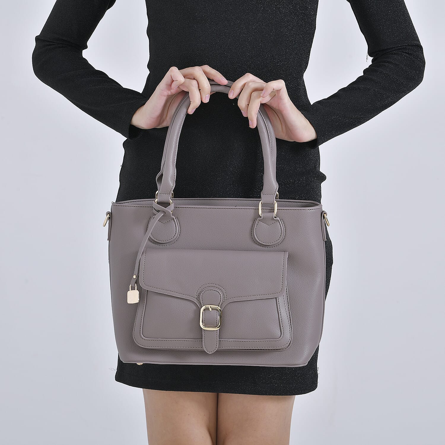 Solid Satchel Crossbody Bag - Grey