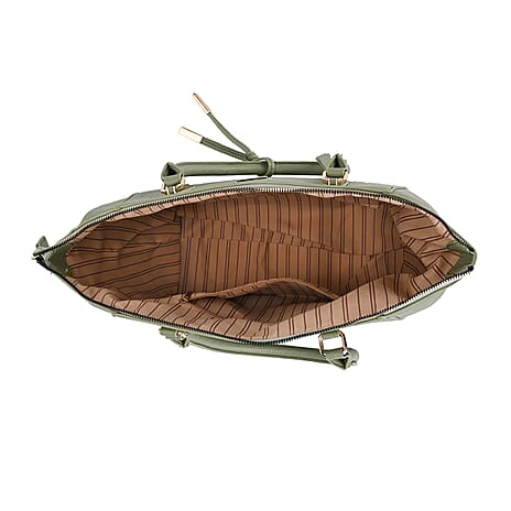 Leatherette Crossbody Bag with Handle Drop - Olive