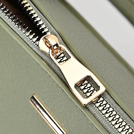 Leatherette Crossbody Bag with Handle Drop - Olive
