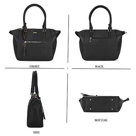 Leatherette Crossbody Bag with Handle Drop - Black