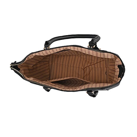 Leatherette Crossbody Bag with Handle Drop - Black