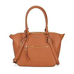 ONE TIME CLOSEOUT DEAL - Large Convertible Fully Lined Crossbody Bag  - Brown