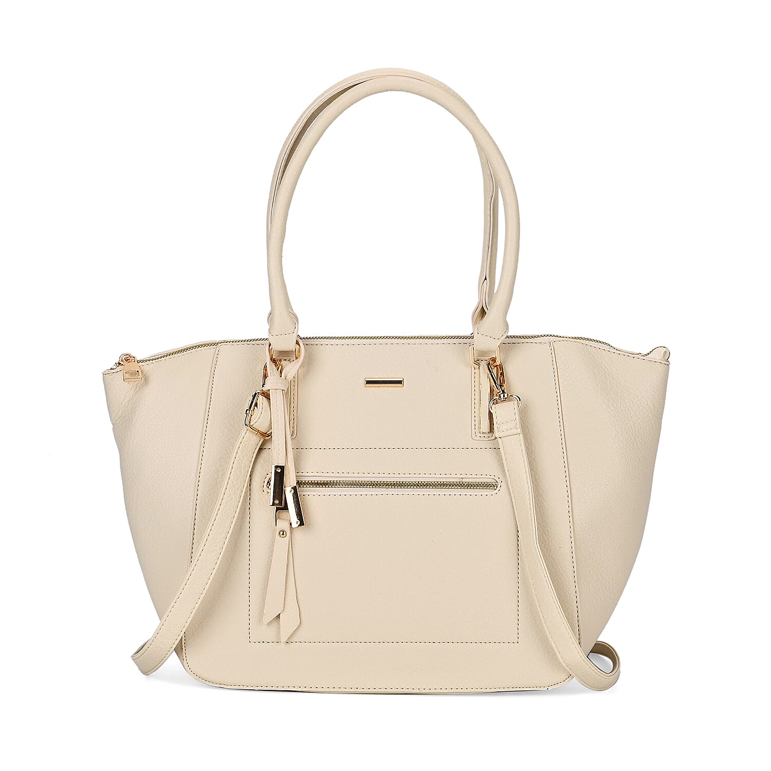 ONE TIME CLOSEOUT DEAL - Large Convertible Fully Lined Crossbody Bag  - Off White