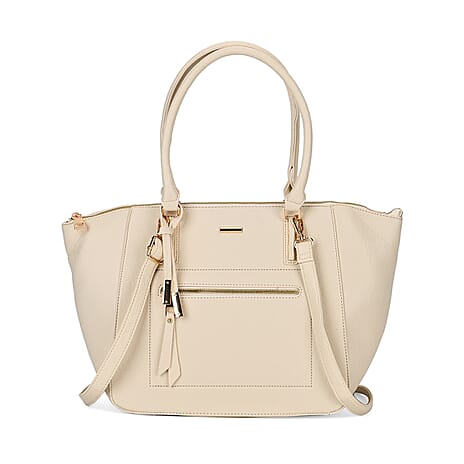 ONE TIME CLOSEOUT DEAL - Large Convertible Fully Lined Crossbody Bag  - Off White