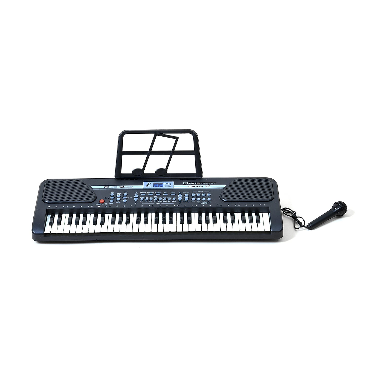 61 Key Electronic Piano with Mic - 40 Demo Songs, 10 Rhythms, 16 Timbres - Battery (not inc) or Mains Power