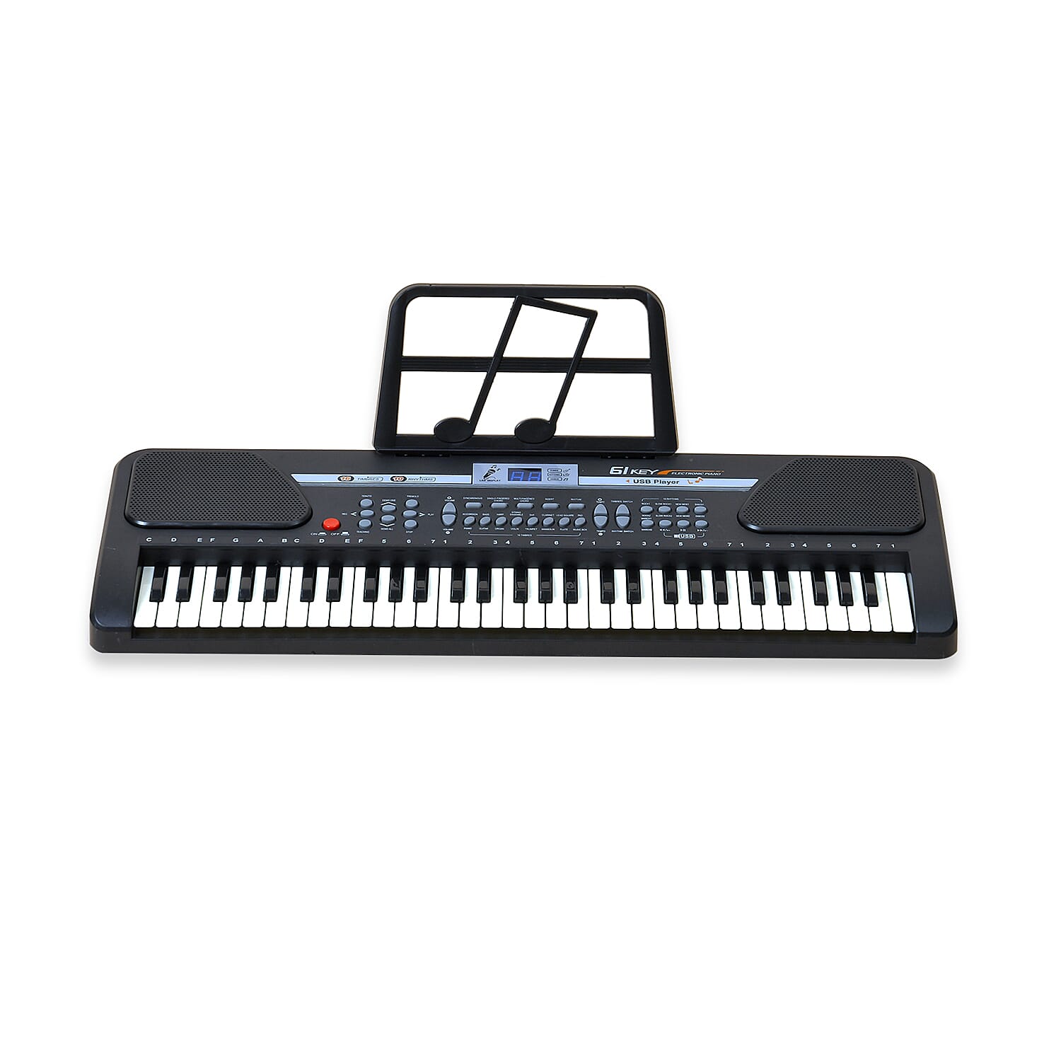 61 Key Electronic Piano with Mic - 40 Demo Songs, 10 Rhythms, 16 Timbres - Battery (not inc) or Mains Power