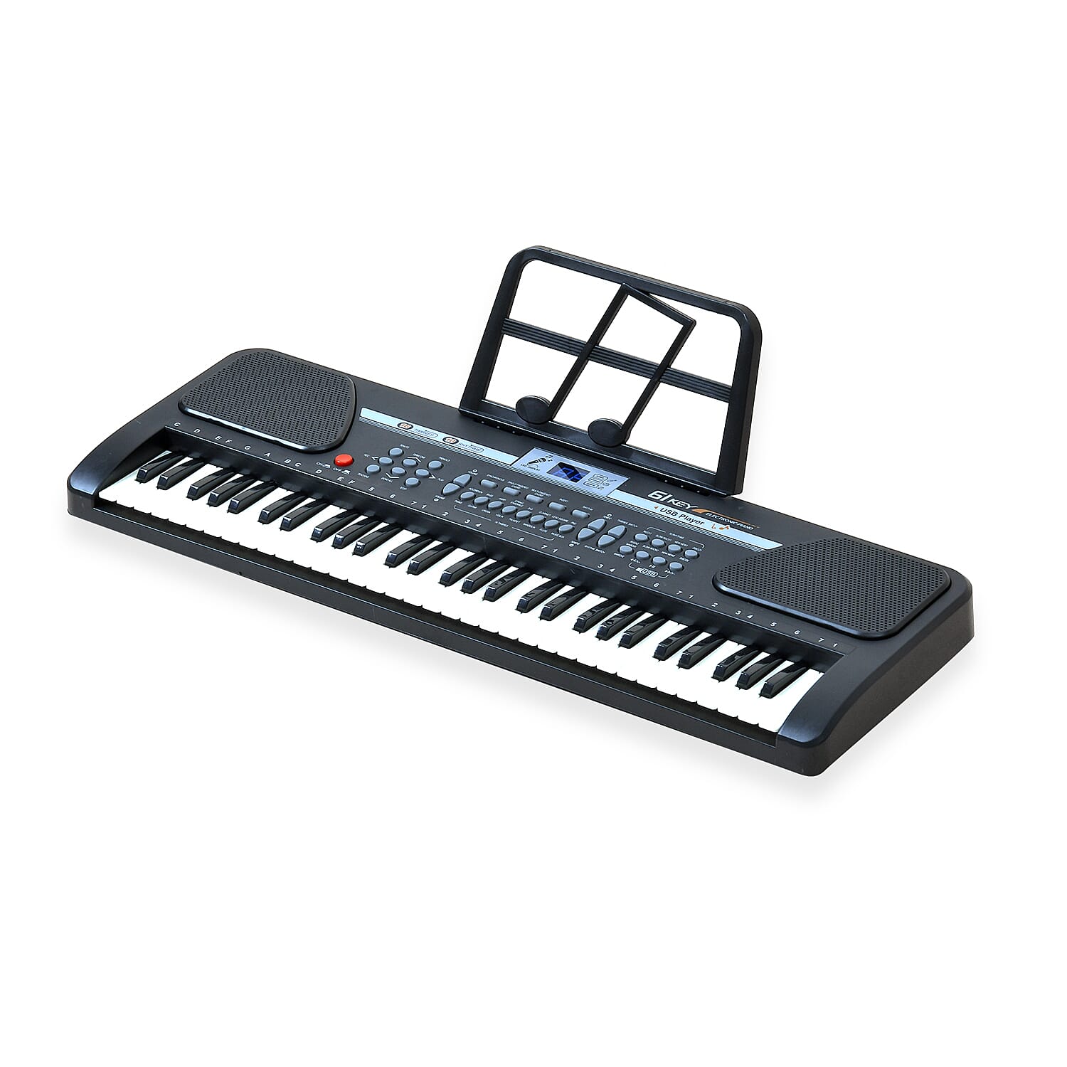 61 Key Electronic Piano with Mic - 40 Demo Songs, 10 Rhythms, 16 Timbres - Battery (not inc) or Mains Power